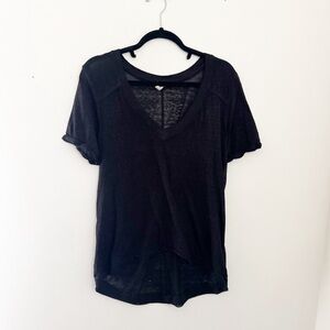 We The Free Black Short Sleeve V-Neck Tee